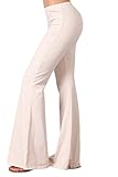 Zoozie LA Women's Bell Bottoms Yoga Stretch Pants Denim Nude Large