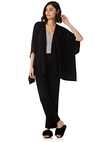 Rekucci Women's Loungewear Soft Knit Open Front Poncho Sweater4