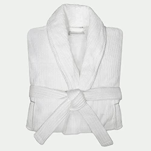 Down Etc Luxury Spa Robe Mountain of Robes™ Collection Ultra Soft Cotton Hotel Bathrobe, One Size Fits Most, Mt. Kilimanjaro- White