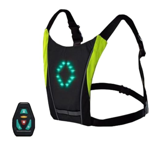 NiuLumea Mochila de ciclismo con señal de giro LED con batería recargable por USB de 500 mAh, control remoto inalámbrico, diseño reflectante de seguridad para actividades al aire libre, amarillo