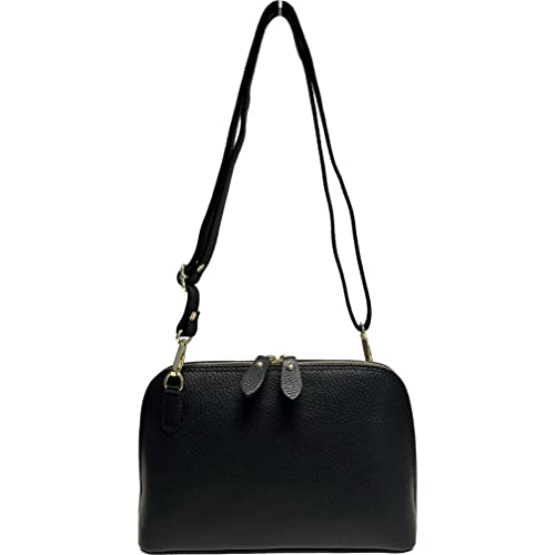 Sac à bandoulière femme cuir véritable - Petit sac à main noir ajustable