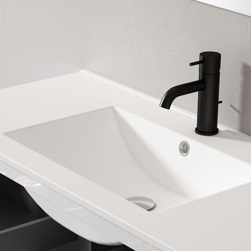 Waschbecken aus Porzellan, rechteckig, 61 cm x 46 cm, mattweißes Finish, aus Steingut