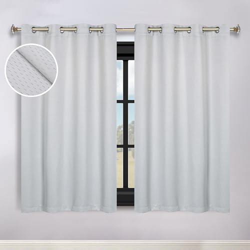 SUPERIOR Blackout Curtains, Room Darkening Window Accent for Bedroom, Living, Sun Blocking, Thermal, Modern Style, Grommet Header, Shimmer Collection, Set of 2 Panels, 52" x 63", Chrome