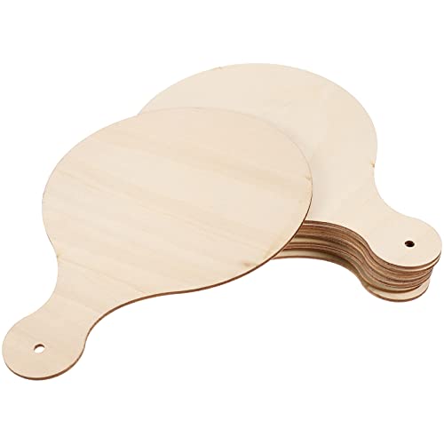EXCEART Round Unfinished Wooden Cutting Board with Handle 9.05X6.29 Inch Diy Wood Chopping Board Serving Tray for Crafts Charcuterie and Food Presentation