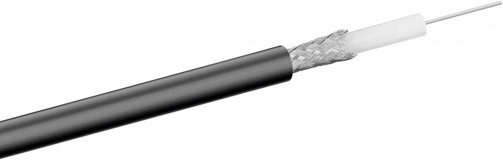 Goobay 50093 RG 58 Coax Cable, 2X Shielded, Black, 100m Length