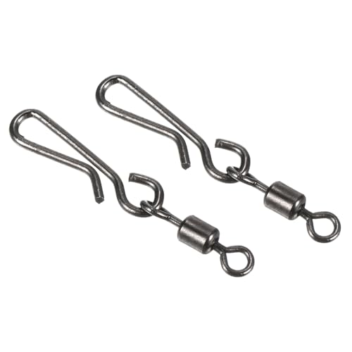 PATIKIL Fishing Rolling Swivel with Hanging Snap, 60 Pack 31lb Stainless Steel Fishing Terminal Tackle, Black