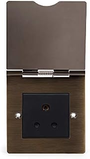 Soho Lighting Antique Brass 5 Amp Floor Plug Socket 1Gang Euromod Black Insert - Ideal for Home, Offices, Hotels