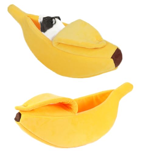 NatureMan Cuccia creativa a forma di banana per cani e gatti, graziosa cuccia per cuccioli di banana, calda e morbida, per animali domestici (S)