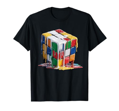 Melting Puzzle Cube Retro Speed Cubing 80's Funny Graphic T-Shirt
