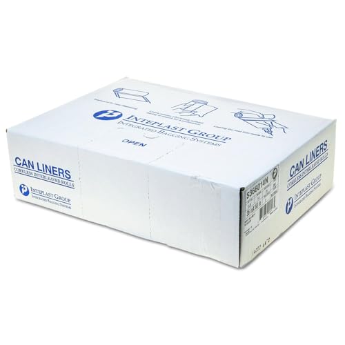 Image of Inteplast Group S366017N 55 Gallon Capacity, 60 inch Length x 36 inch Width x 17 Mic Thickness, Natural Color, HDPE Commercial Coreless Institutional Trash Can Liner (Case of 8 Roll, 25 Bags per Roll)