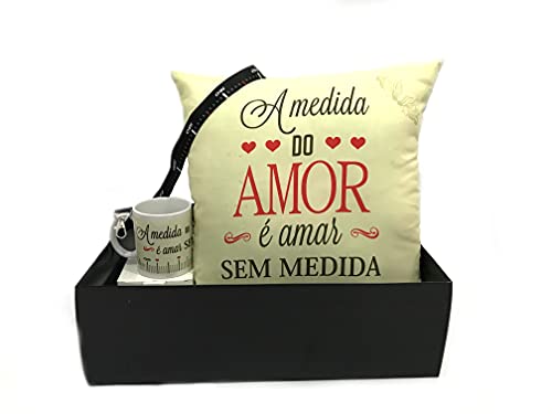 Kit Almofada Caneca e Chaveiro Medida do Amor Te Amo Namorados