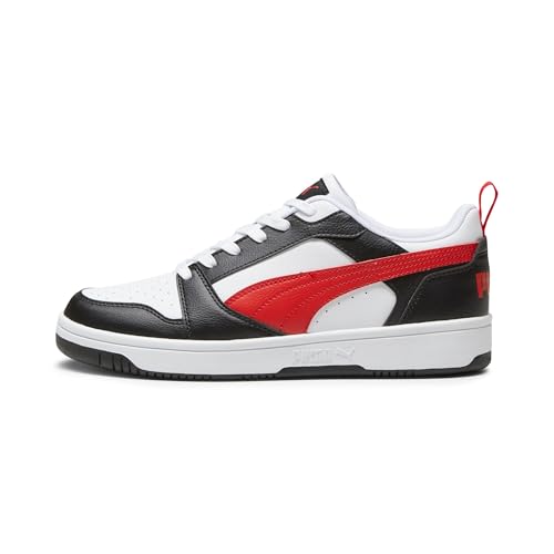 PUMA Rebound V6 Low, Zapatillas Unisex adulto, Puma White For All Time Red Puma Black, 45 EU