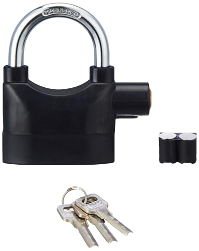 Image of Careflection Motion Sensor Alarm Padlock, Black Metal, 110db Siren, Anti-Theft Security Lock for Doors, Motorcycles, Battery Powered Gates