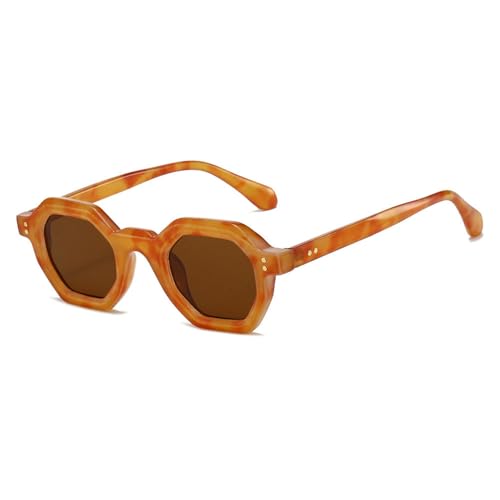 Lunettes de soleil vintage écaille avec verres polygonaux gris protection UV400