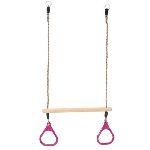 TRIBECCO Balançoire trapézoïdale avec poignées pour enfants à partir de 3 ans - Barre trapézoïdale avec corde réglable en hauteur pour fixer à la balançoire ou à la structure d'escalade (violet)