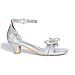 DREAM PAIRS Girls Sandals Ankle Strap Square Toe Low Heel Bow Flower Dress Shoes,Size 5 Big Kid,Rainbow/Silver,SDSD2421K