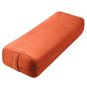 AJNA Yoga Bolster Pillow – Luxurious 100% Organic Vegan Suede – Yoga Bolster for Restorative Yoga – Rectangular Yoga Pillow with Carry Handle – Machine Washable Cover