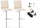 Lot De 2 Tabourets De Bar Cadiz en Tissu I Chaise Haute De Bar/Cuisine avec Repose-Pied I Tabouret De Comptoir Réglable Et Pivotant, Couleur:crème, Couleur du Cadre:Acier Inoxydable