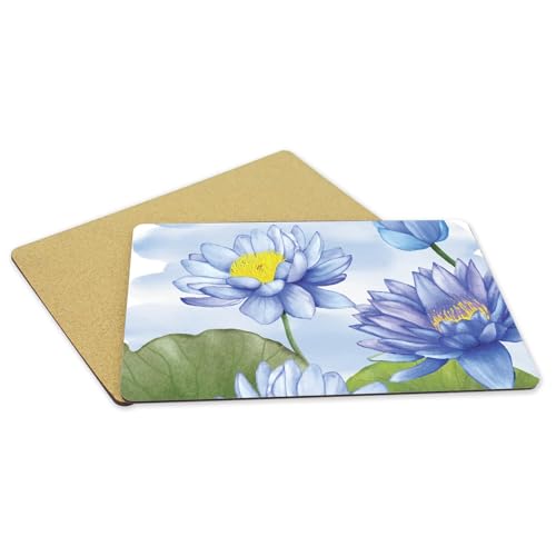 Sets de table en liège Lotus Bleu 39x28cm grand format élégant - 5