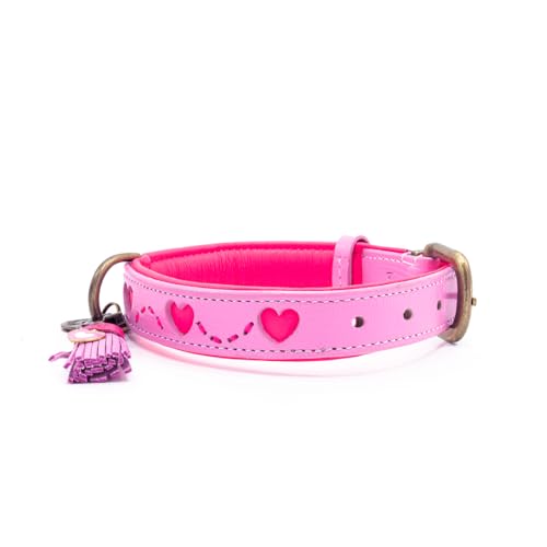 DWAM Dog with a Mission – Hundehalsband - Verstellbar - Weichem Leder – Rosa – L – Leder – Halsumfang zwischen 38–47 x 2,5 cm – Sweety