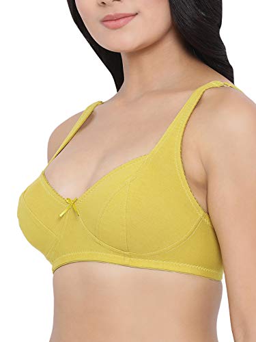 Image of Clovia Women's Cotton Non-Padded Non-Wired Bra in Mustard Yellow - Cotton in Yellow