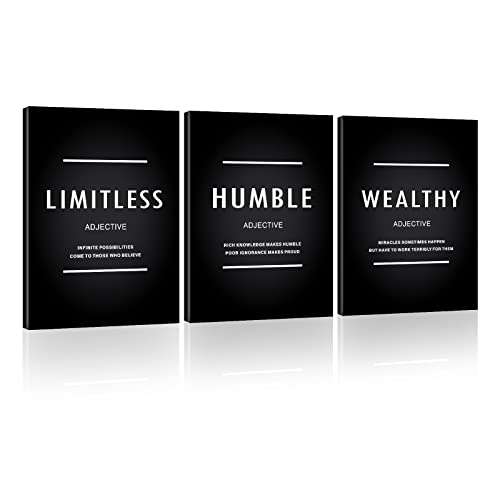 HLIWEGNS Motivational Wall Art Large, Inspirational Canvas Wall Decor Poster for Office Bedroom Living Room Humble Wealthy Limitless Positive Quotes Painting Picture Thank You Gift for Men Women 16