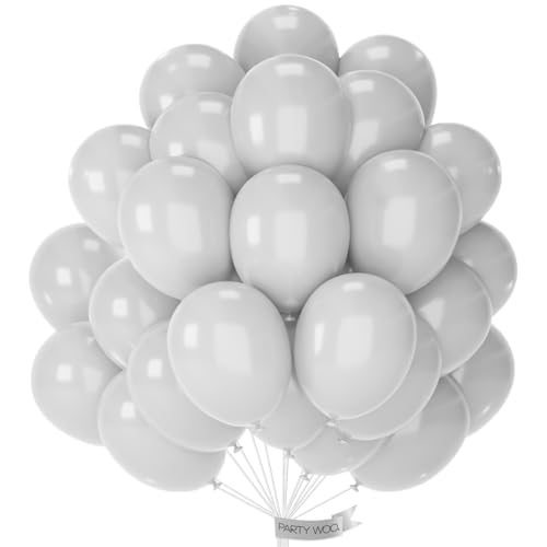 Image of PartyWoo Grey Balloons 50pcs Light Pastel Pale Gray Color 12 Inch