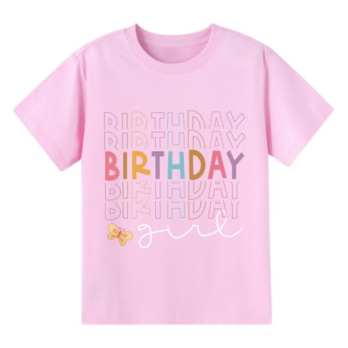 Image of Birthday Girl Shirt 2nd 3rd 4th 5th 6th 7th Girls Birthday Tshirts Cotton Short Sleeve Tee Tops Outfit