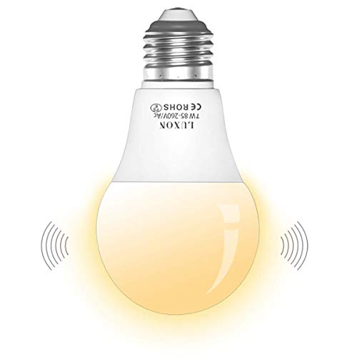 Motion Sensor Light Bulb 7W Radar Sensor Bulbs Dusk to Dawn E26 Medium Base Soft White 2700k LED Motion Activated Bulb Auto On/Off for Indoors Outdoors by LUXON