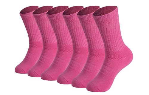 AWS/American Made 6 Pairs Solid Cotton Cushion Crew Socks for Women3