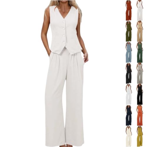 Tailleur femme ensemble pantalon bureau et gilet sans manches