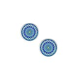 mandala azul turquesa Hecho a mano Pendientes de mandala, pendientes de cúpula de cristal vintage, pendientes de mandala azul.