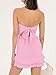Mizoci Women's Sexy Tube Top Bodycon Mini Dress Strapless Ruffle Bow Back Ruched Party Short Dresses, Small, Pink