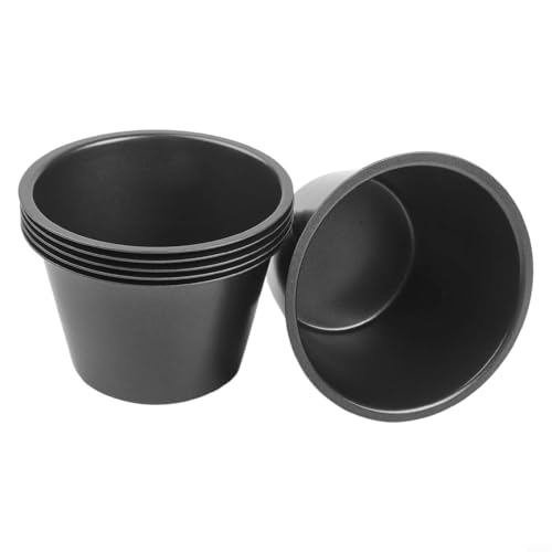 Juego de 6 moldes para pudín de acero al carbono para hornear tartas, pudines, magdalenas, magdalenas y popovers (taza alta de 200 ml)