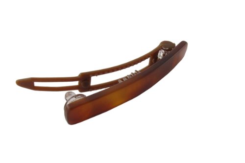 Swiss Hair Barrette # 401 in Havana Tortoise Brown Gold Rust Proof 2"Inch