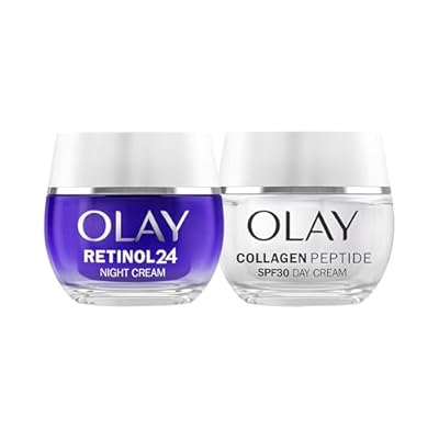 Olay Retinol24 Crema De Noche 50mL Y Olay Collagen Peptide24 Crema De Día Con SPF30 50Ml. Pack De 2 Cremas Antiarrugas. Piel Más Fuerte Y Radiante