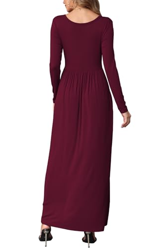 Image of EUOVMY Women's Long Sleeve Loose Maxi Dresses Casual Long Dresses with Pockets