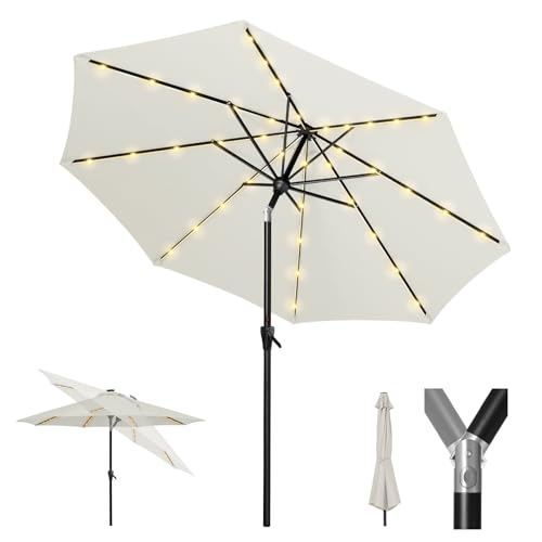 Image of Tempera Patio Market Outdoor Table Umbrella with Auto Tilt and Crank, Large Sun Umbrella with Sturdy Pole & Fade Resistant Canopy, Easy to Set