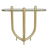 Eingangstisch aus Metall und Glas in Gold und Transparent, 92 x 40 x 80 cm