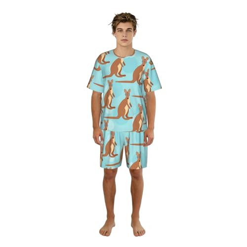 Pijama de canguro para hombre que evita el calor nocturno con pantalón corto de bolsillos