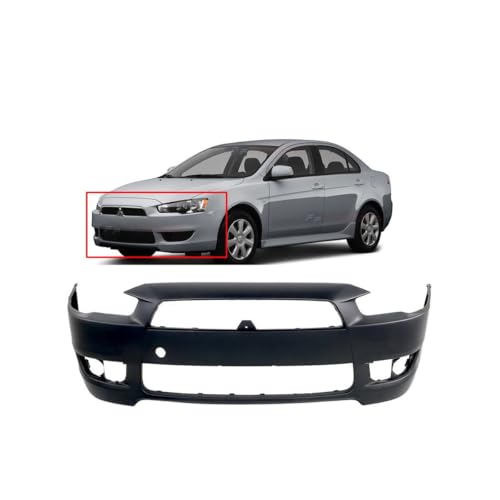 Image of FitParts Compatible with Mitsubishi Lancer 2008-2015 Front Bumper Cover | Primed, Without air dam holes, Ready to Paint, OEM 6400D172, MI1000324
