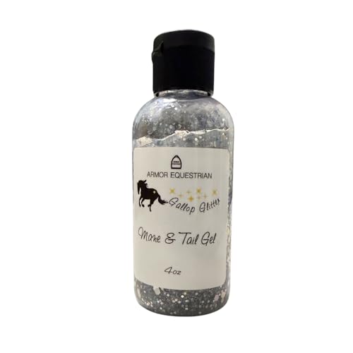 Armor Equestrian Gallop Glitter Mane and Tail Gel for Horses (Silver), 4oz