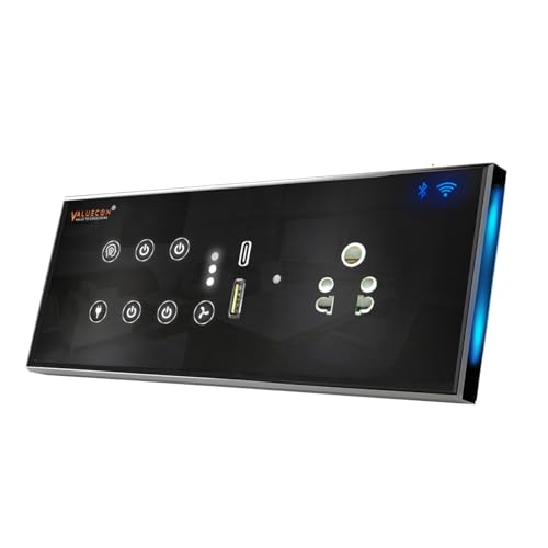 Image of i380 6 modular Smart Wifi Switch Board with 4 Switch,1 Fan,1 Socket, C & A type USB charging ports| App Control, Voice-controlled by Alexa, G. Home, G. Assistant-Black