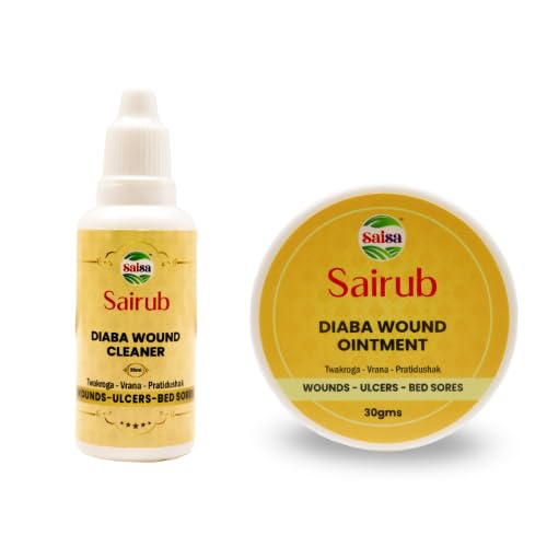 Sairub Diaba Wound Cleaner 30ml and Wound Ointment 30ml Helps in Cleaning and Healing Diabetic Foot Ulcers