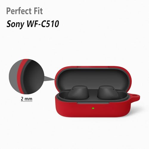 Image of Hamper Protective Case Cover for Sony WF-C510 Truly Wireless in-Ear Bluetooth Earbuds (Red)