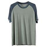 Raglan T-Shirts for Men Casual Short Sleeve Night Shirts Crew Neck Pajama Tops Comfy Sleepwear Jersey Tee...