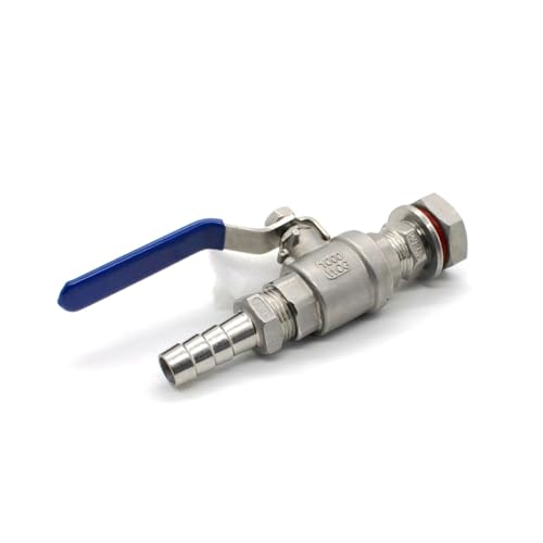 Bluvly 088 Brew Kettle Ball Valve, 1/2 Inch Stainless Steel With Hose Barb And Weldless Bulkhead,Stainless Steel Weldless Bulkhead thumb #3