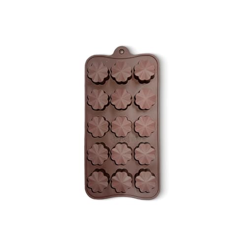 Image of HS Flower Shape Silicone Mould, Non-Stick Food Grade Silicone Mould for Chocolate, Candy, Jelly & Ice Cube (Brown)