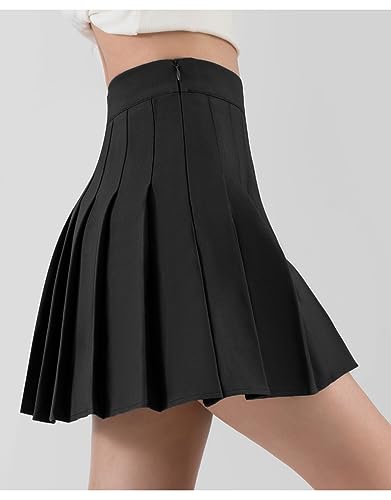 Falda de uniforme cómoda negra para evitar arrugas en el colegio 3
