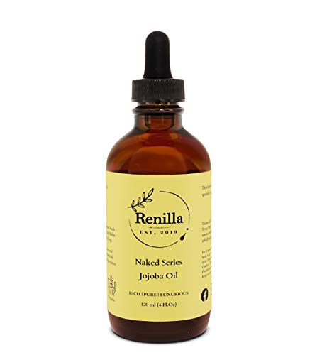 Organic Golden Jojoba Oil by Renilla - Cold Pressed, Unrefined | Unscented | Anti-Aging | Body Moisturizer | Hair Oil | Massage Oil | Carrier Oil